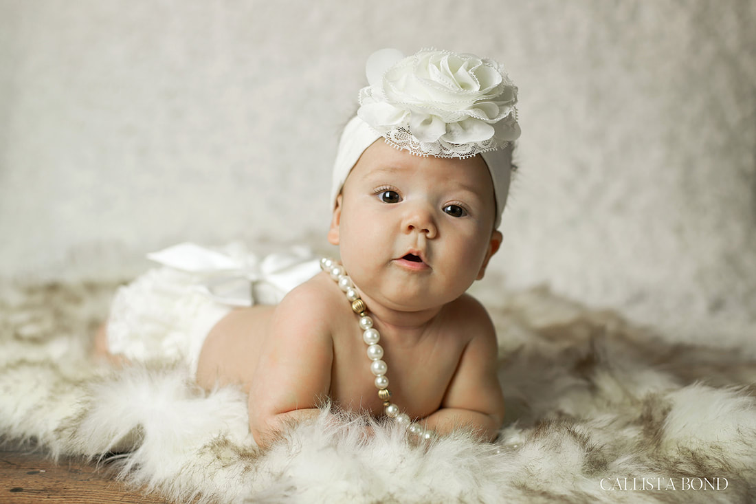 Callista Bond Photography, Family Photographer, Kansas City, Columbia, Missouri, Kansas, Blue Springs, Infant, Newborn, Baby, White, Studio, Ruffles, Flower, Portraits